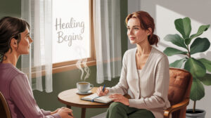 Therapist and patient discussing the best treatment for bipolar disorder in a warm supportive office